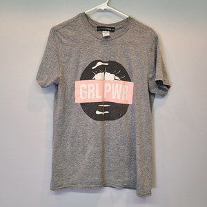 LuluSimonStudio Shirt Medium Short Sleeve Girl Power Mouth Lips Graphic